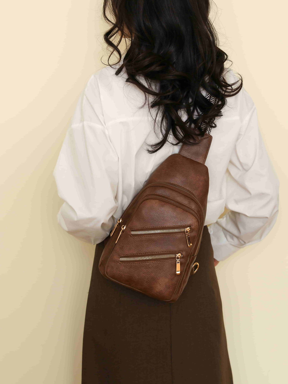 PU Leather Adjustable Strap Sling Bag