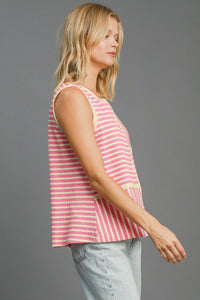 Hazel Blues® |  Umgee Round Neck Texture Striped Tank