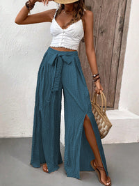 Hazel Blues® |  Tied Slit Wide Leg Pants