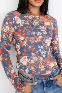 Hazel Blues® |  Floral Round Neck Long Sleeve T-Shirt