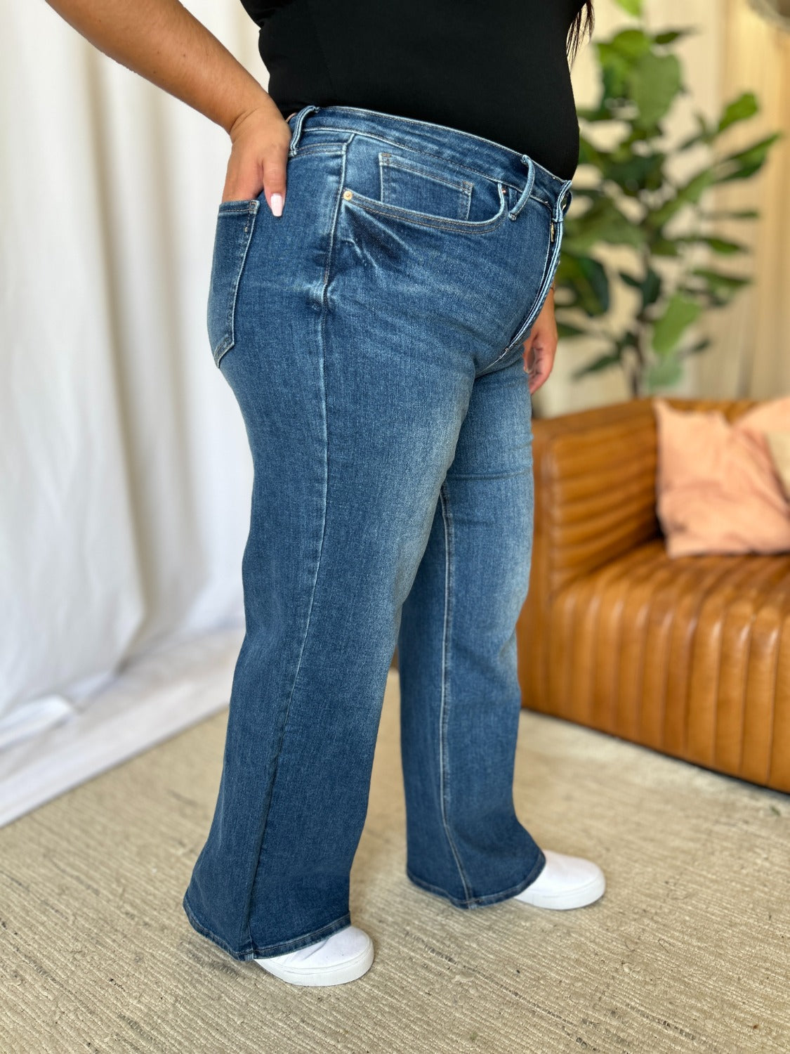 Hazel Blues® |  RFM High Rise Tummy Control Wide Leg Jeans