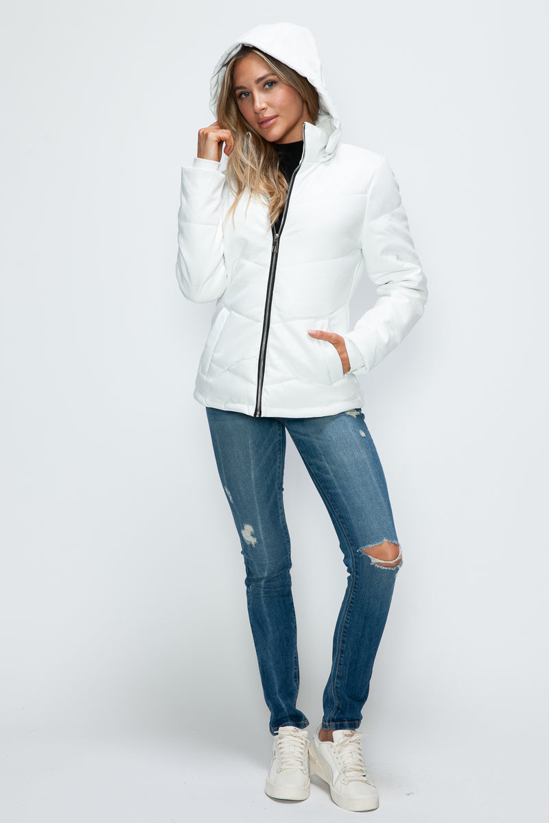 Hazel Blues® |  How Dare U Pocketed Zip Up Puffer Jacket with Removable Hood