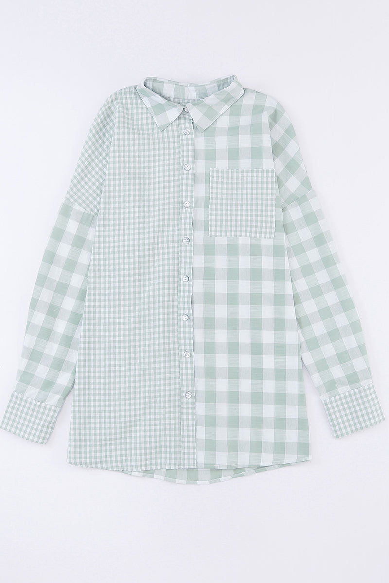 Hazel Blues® |  Pocketed Plaid Collared Neck Long Sleeve Shirt