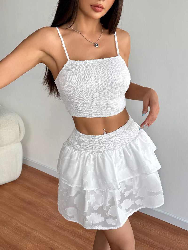 Smocked Crop Top & Ruffle Mini Skirt Set – Hazel Blues®