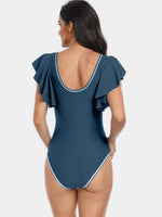 Hazel Blues® |  Plunge Cap Sleeve One-Piece Swimwear