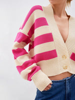 Hazel Blues® |  Striped Button Down Drop Shoulder Cardigan