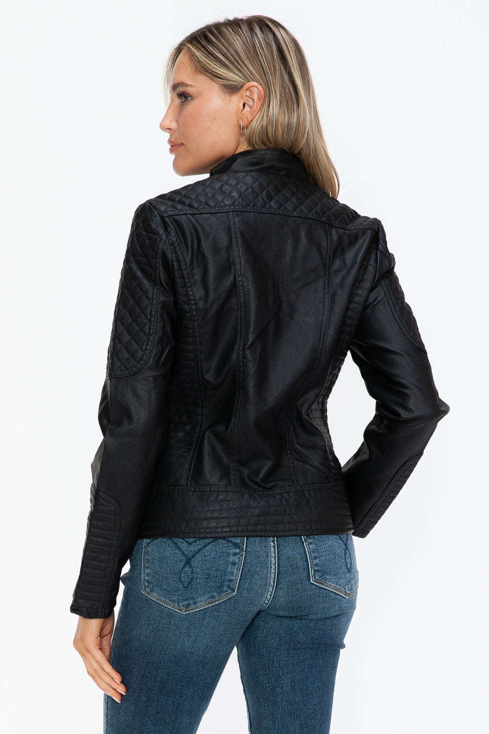 Hazel Blues® |  Snobbish Faux Leather Zip Up Mock Neck Jacket