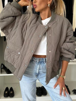 Hazel Blues® |  Baseball Collar Snap Down Long Sleeve Jacket
