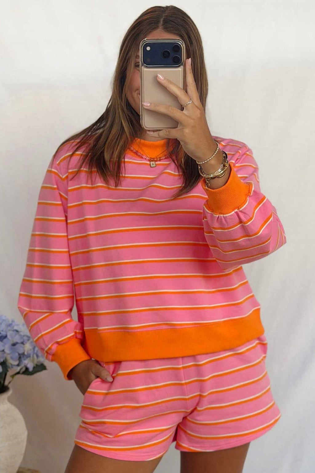 Delaney James Striped Color-Block Shorts
