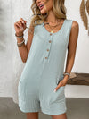 Hazel Blues® |  Pocketed Round Neck Sleeveless Romper