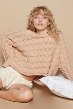 Hazel Blues® |  POL Round Neck Cable Knit Cropped Sweater
