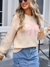Hazel Blues® |  Bow Graphic Round Neck Long Sleeve Sweater
