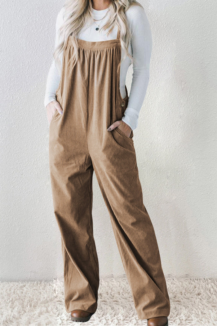 Hazel Blues® |  Square Neck Wide Strap Overalls