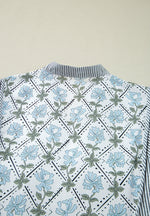 Hazel Blues® |  Tied Floral Printed Striped Long Sleeve Dress