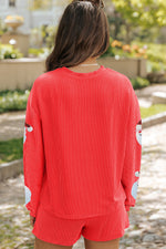 Hazel Blues® |  Gold Flame Sequin Christmas Santa Clause Corded Pullover and Shorts Set