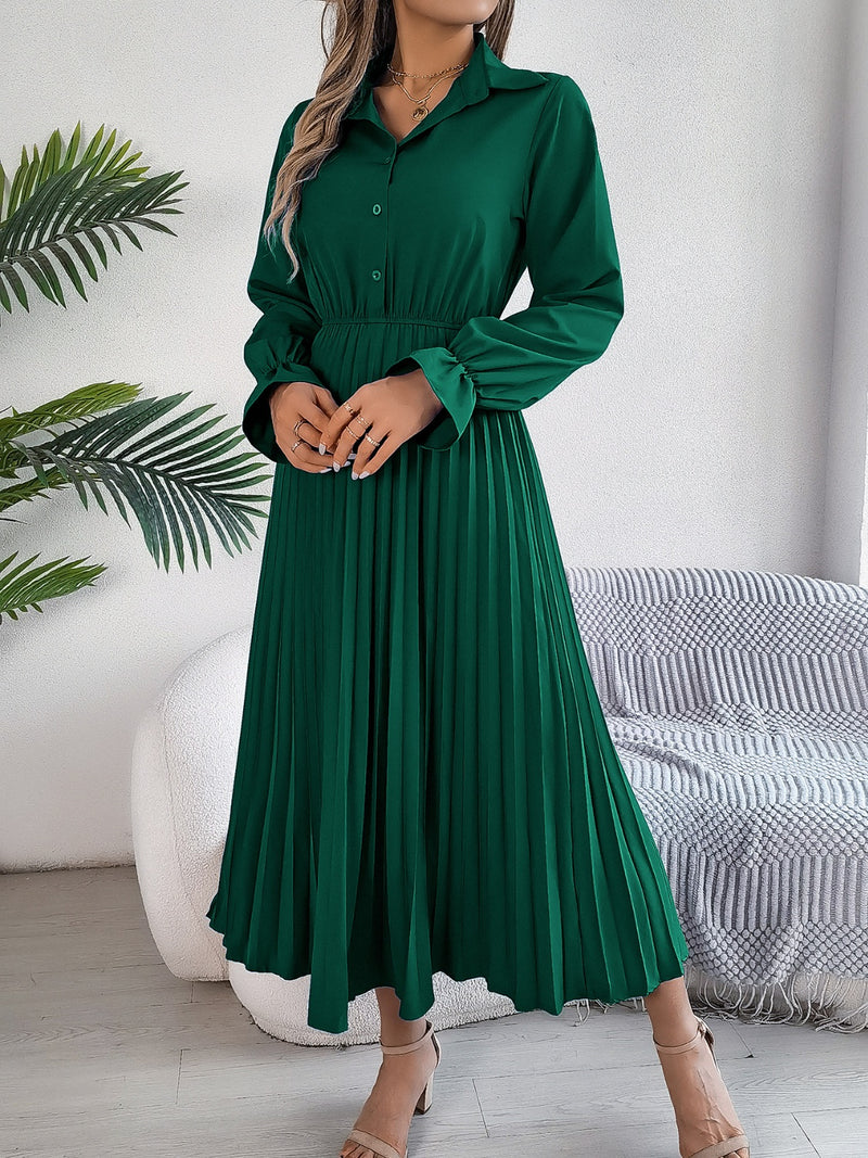 pleated midi dress long sleeve Janet Pleated Midi Dress