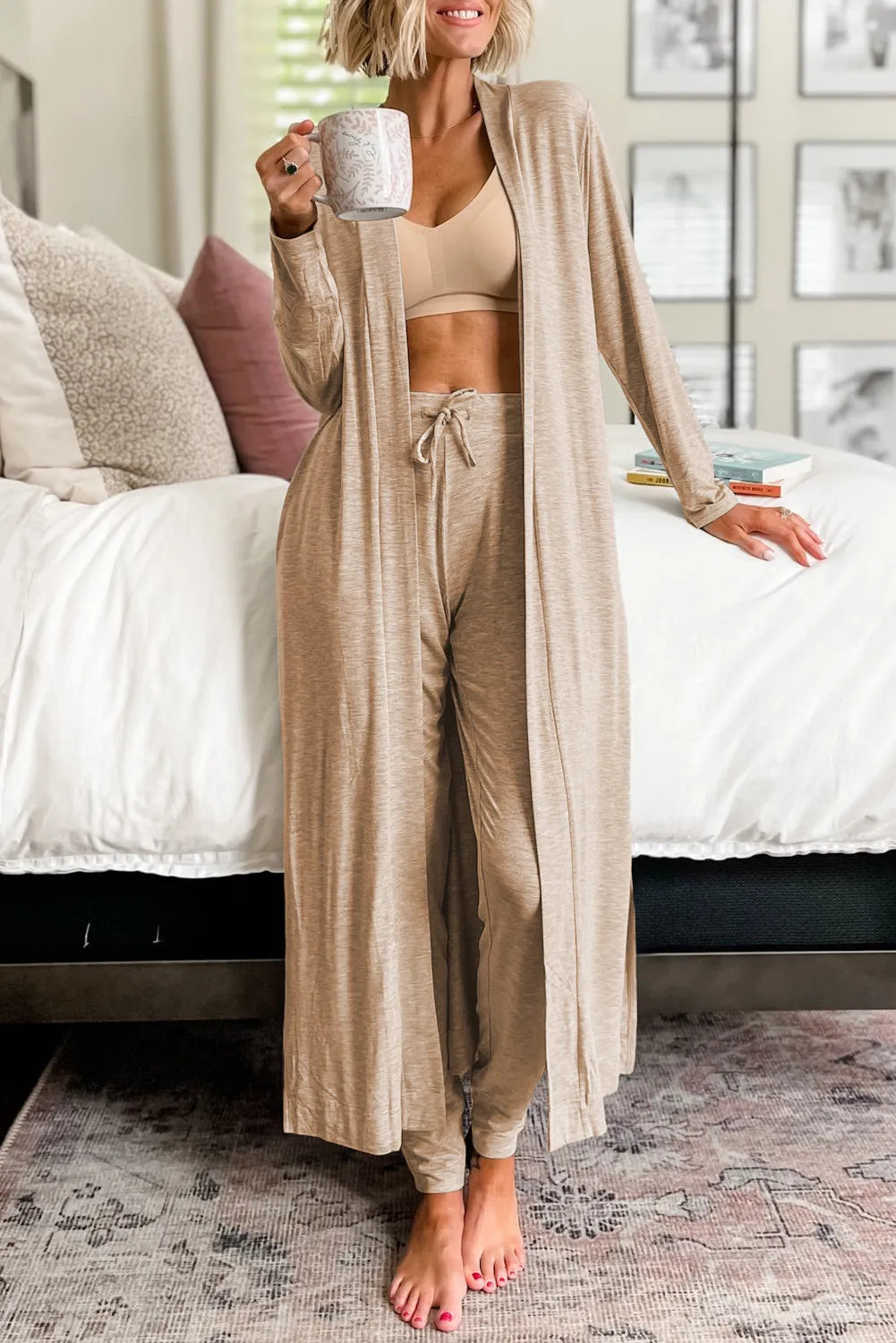 Hazel Blues® | Open Front Long Sleeve Cardigan and Pants