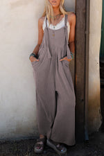 Hazel Blues® |  Philippine Gray Corded Adjustable Straps Wide Leg Loose Overall