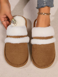 Hazel Blues® |  Contrast Faux Fur Round Toe Slippers