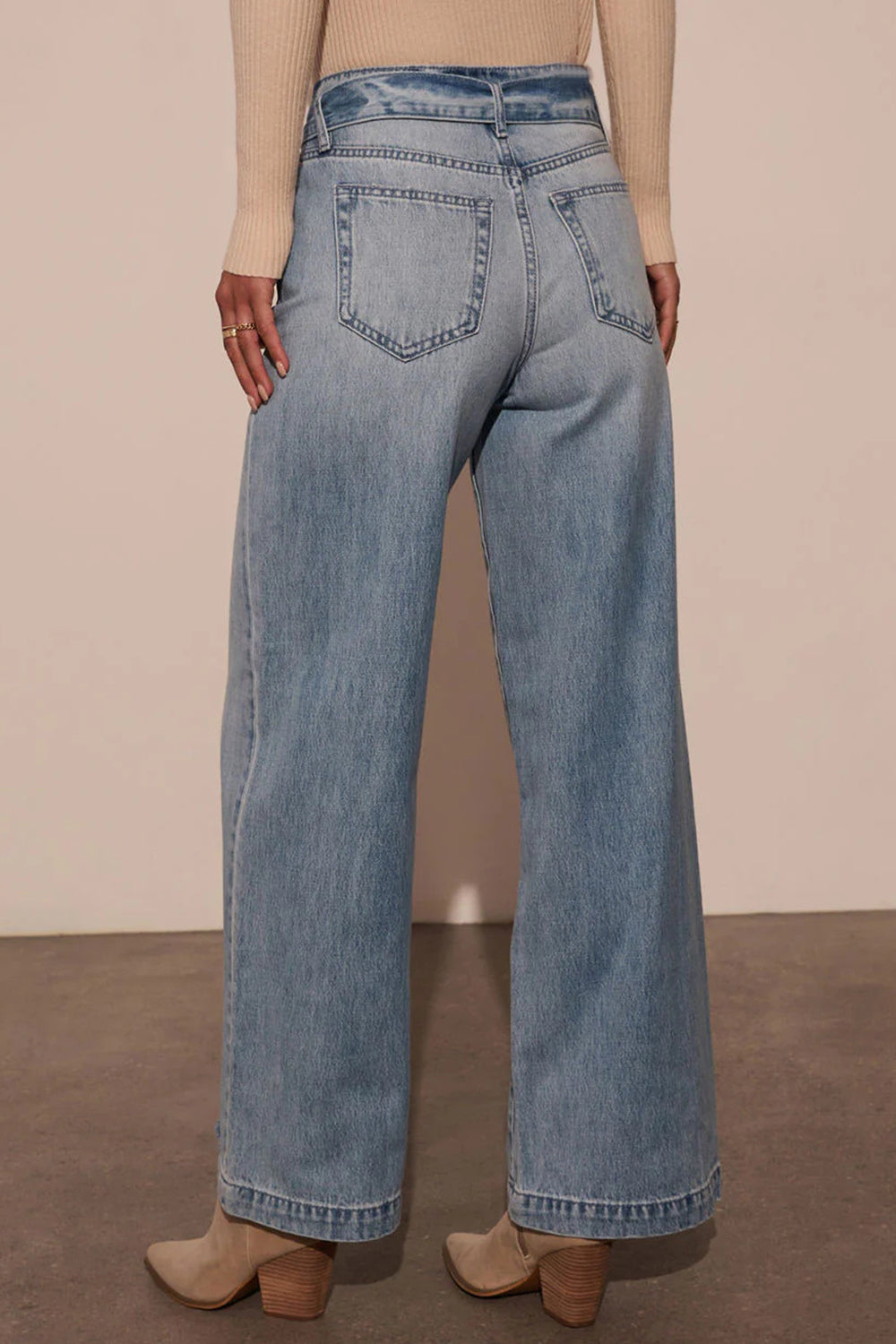 Hazel Blues® |  Tied Wide Leg Jeans with Pockets