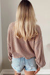 Hazel Blues® |  Khaki Game Day Graphic Crop Football Corded Knit Top