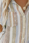 Hazel Blues® |  Striped Collared Neck Long Sleeve Shirt
