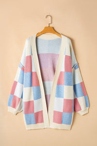 Hazel Blues® |  Color Block Open Front Long Sleeve Cardigan