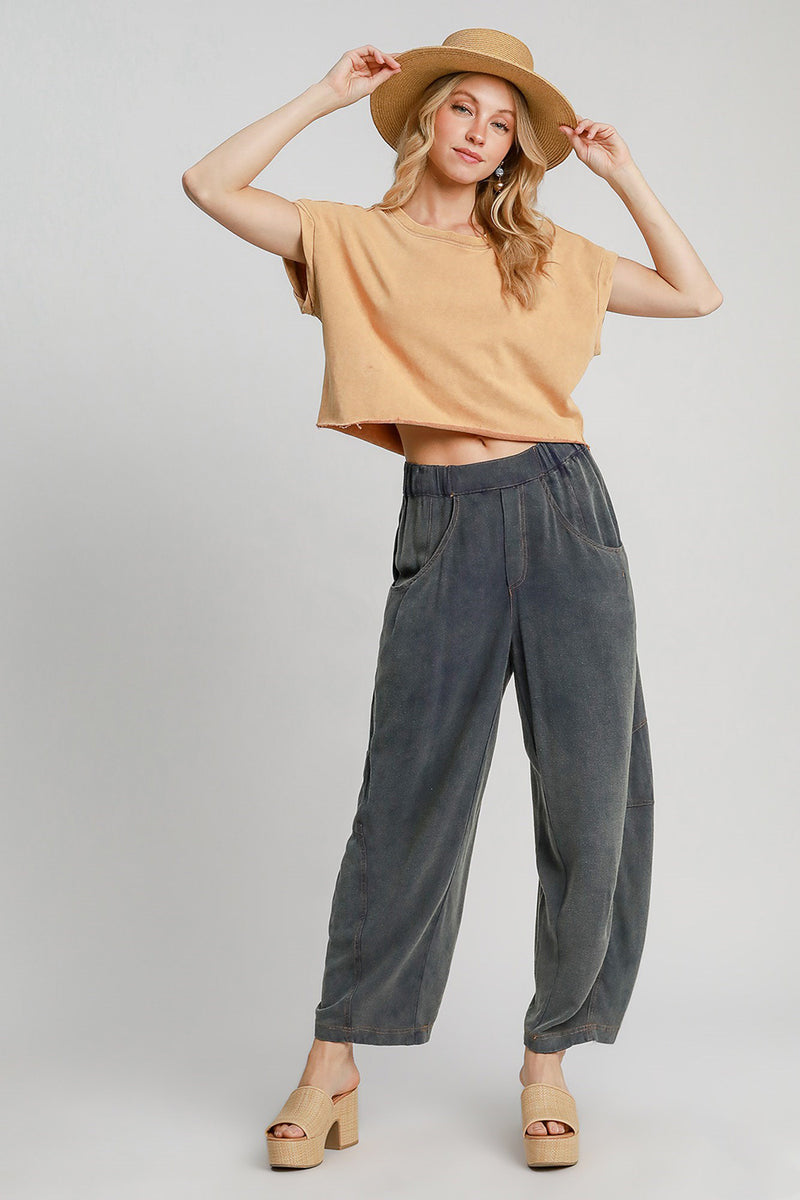 Hazel Blues® |  Umgee Elastic Waist Baggy Fit Pants with Pockets