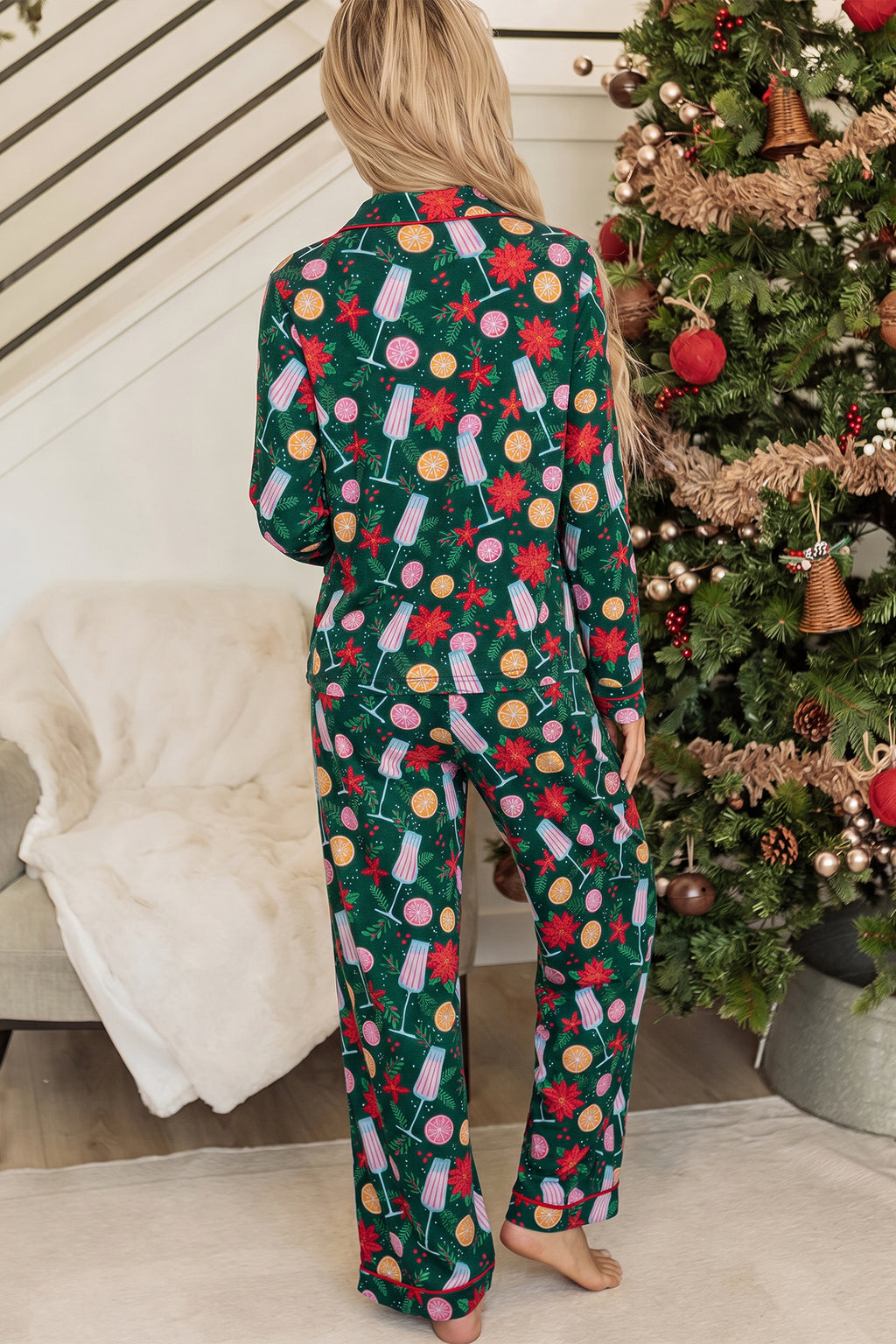 Violet May Champagne Christmas Pajama Set