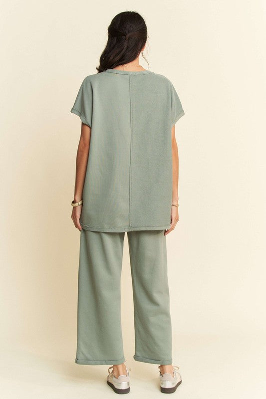 Hazel Blues® |  Davi & Dani Round Neck Short Sleeve Top and Pants Set