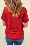 Hazel Blues® |  Red Sequined Christmas Tree Graphic Crewneck T Shirt