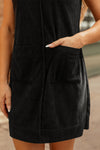 Hazel Blues® |  Beige Corduroy Sleeveless Mini Dress With Patched Pockets