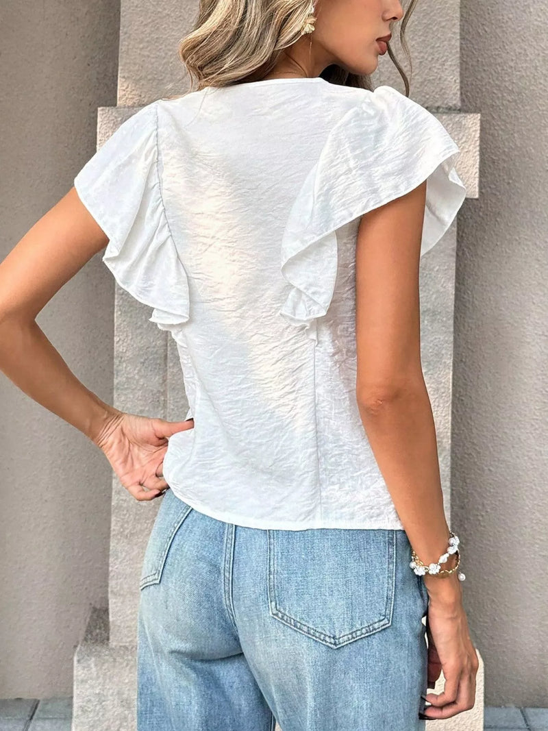 Ruffle Romance Blouse | Ruffle V-Neck Blouse – Hazel Blues®