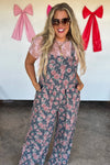 Hazel Blues® |  PREORDER: Cassidy Floral Denim Overalls
