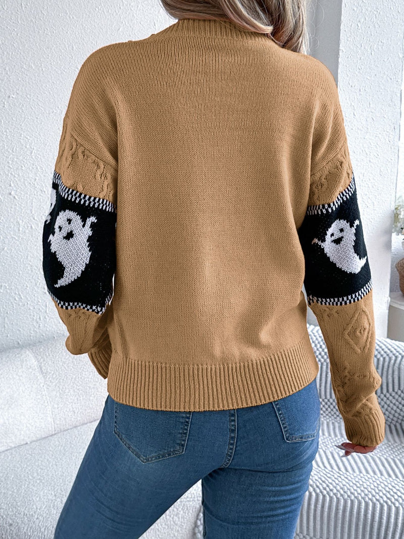 Hazel Blues® |  Ghost Round Neck Long Sleeve Sweater