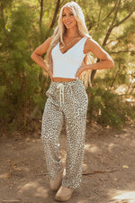 Hazel Blues® |  Brown Leopard Drawstring Elastic Waistband Loose Pants