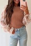 Hazel Blues® |  Cable Knit Round Neck Flounce Sleeve Sweater