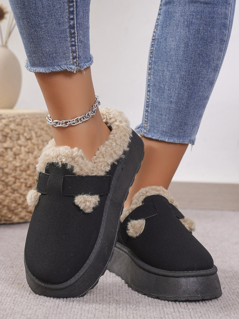 Hazel Blues® |  Thermal Fuzzy Buckle Platform Slippers