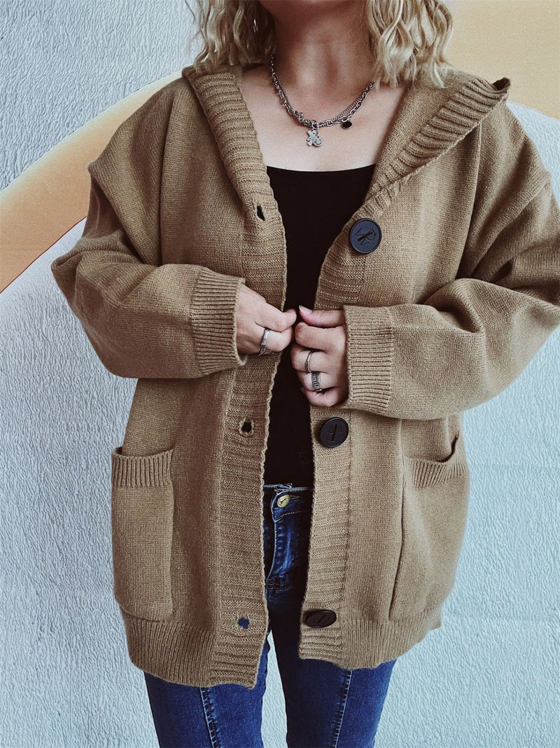 Hazel Blues® |  Dropped Shoulder Long Sleeve Hooded Cardigan