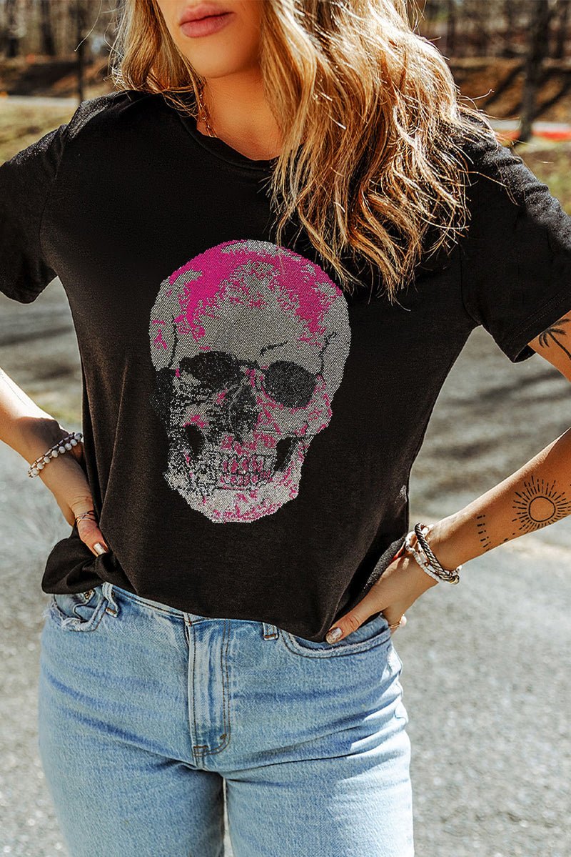 Hazel Blues® |  Skull Round Neck Short Sleeve T-Shirt