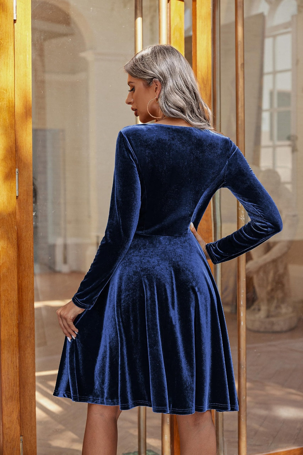 Hazel Blues® |  Round Neck Long Sleeve Knee Length Dress