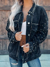 Hazel Blues® |  Studded Collared Neck Button Down Jacket