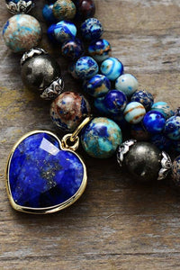 Hazel Blues® |  Imperial Stone Heart Three-Layered Bracelet