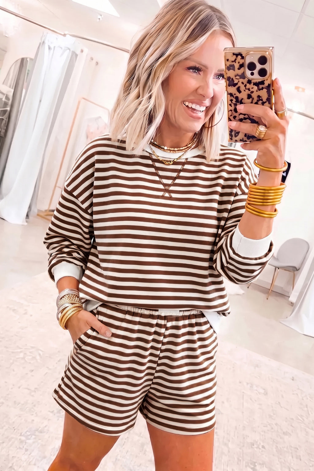 Eleanor Sage Brown Shorts Set