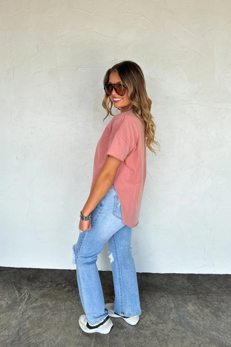 Hazel Blues® |  PREORDER: Joey Washed Cotton Boyfriend Tee Fall Colors