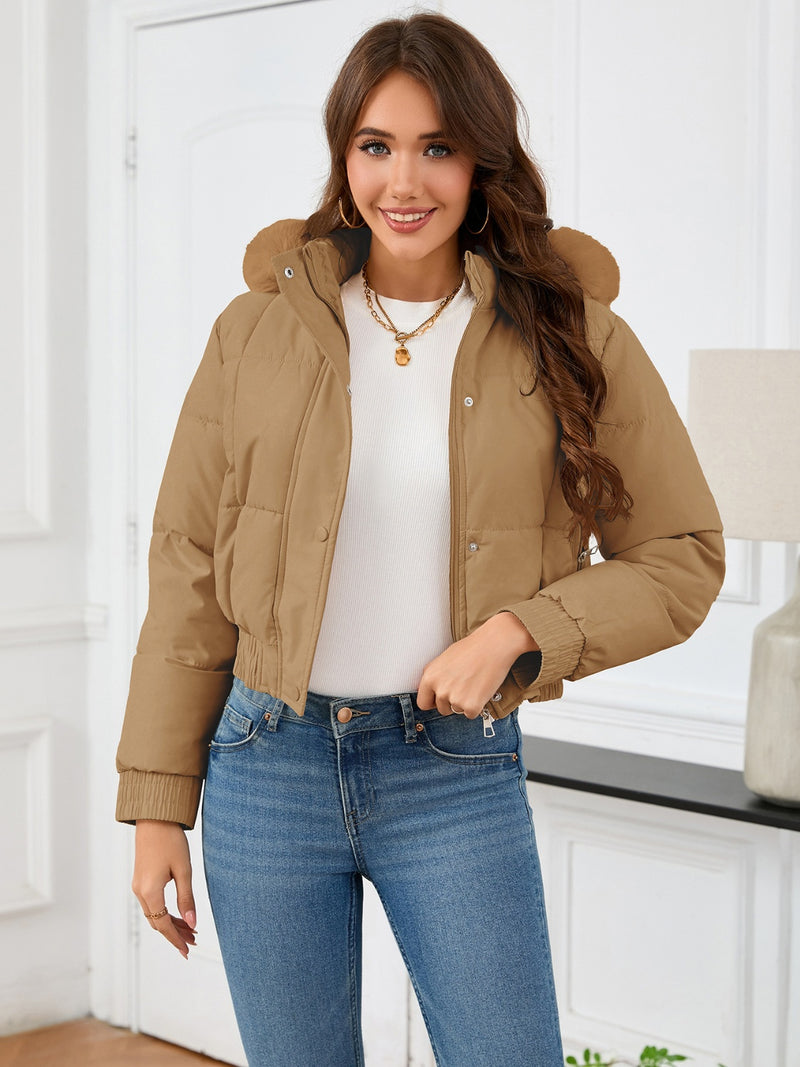 Hazel Blues® |  Pocketed Long Sleeve Cropped Hooded Winter Coat