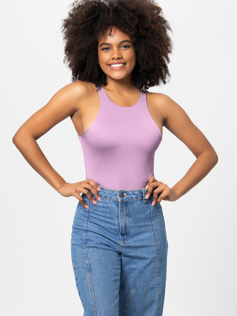 Hazel Blues® |  Round Neck Wide Strap Bodysuit