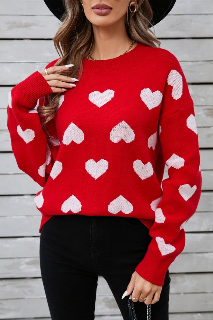 Hazel Blues® |  Angel Wings Heart Round Neck Long Sleeve Sweater