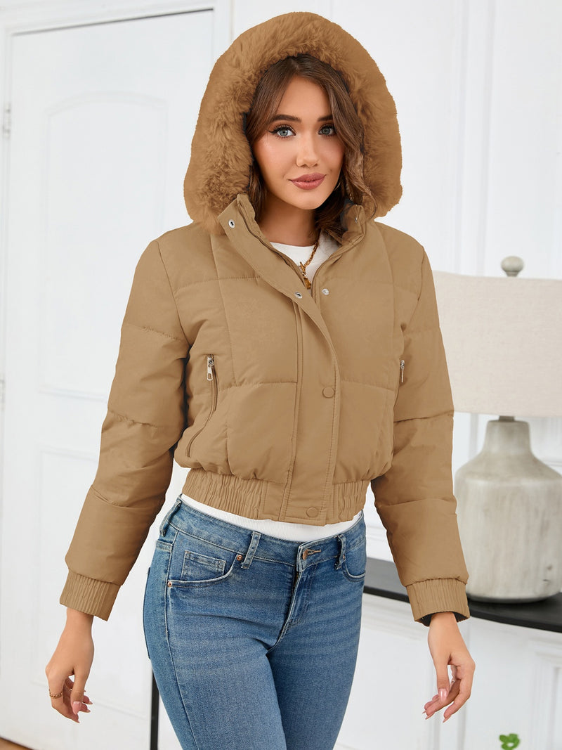 Hazel Blues® |  Pocketed Long Sleeve Cropped Hooded Winter Coat