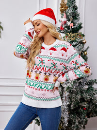 Hazel Blues® |  Christmas Element Round Neck Long Sleeve Sweater